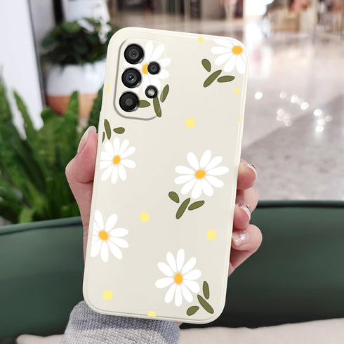 Soft Silicone Drop Protective Flower Case for Samsung Galaxy A53 5G, Creative Design - Daisy White