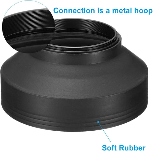 PATIKIL 55mm Camera Lens Hood, Rubber Collapsible Lens Protector for Nikon, Fujifilm, Pentax, Leica