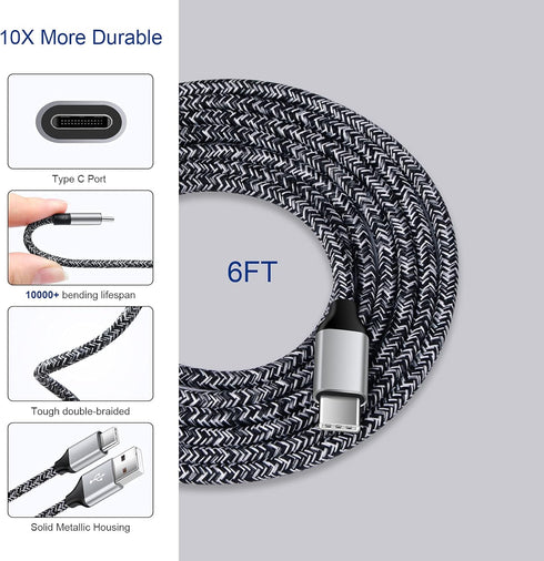 QC 3.0 Fast Wall Charger Cube, Car Charger Cable Cord 6FT for Samsung Galaxy A Series, Google Pixel