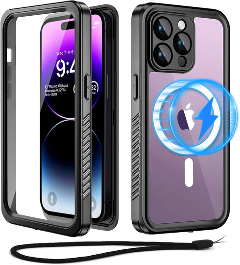Beeasy iPhone 14 Pro Max Case (6.7") Waterproof, Compatible with MagSafe, 360 Degree Protective Outdoor Case, Black
