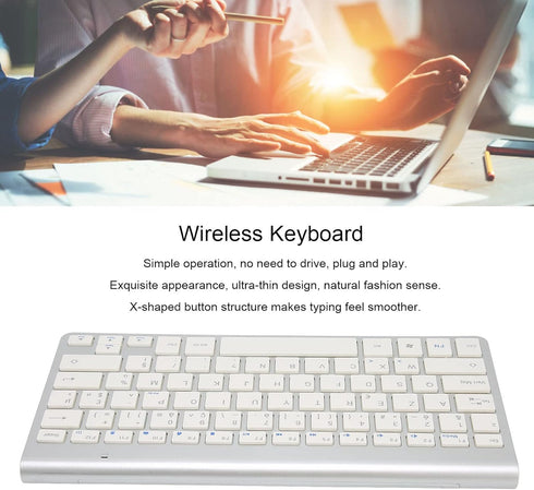 ASHATA Wireless USB-C Keyboard, 2.4g Portable Bilingual Keyboard (French-English) for Desktop and Laptop