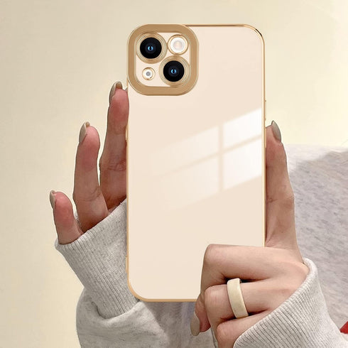 Lafunda iPhone 13 Case: Cute Luxury Golden Edge, Shockproof Soft TPU Bumper, Full Camera Protection, White for Women &