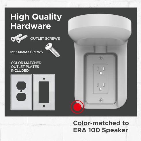 Sound Bass ERA100 Shelf Wall Outlet AC, White, Compatible with Sonos ERA 100, Easy Installation Mounting Kit Included
