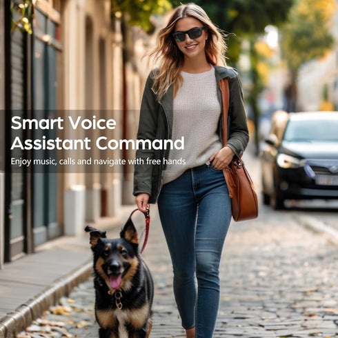 Smart Glasses, Polarized Bluetooth Sunglasses with Speaker, Voice Assistant, Open Ear, UV Protection for Outdoor Audio