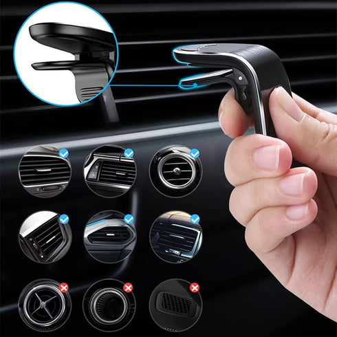 aoukoslt Black Universal Phone Holder Clip Car Air Vent Magnetic Mount Holder Bracket for Cell Phone GPS Suporte