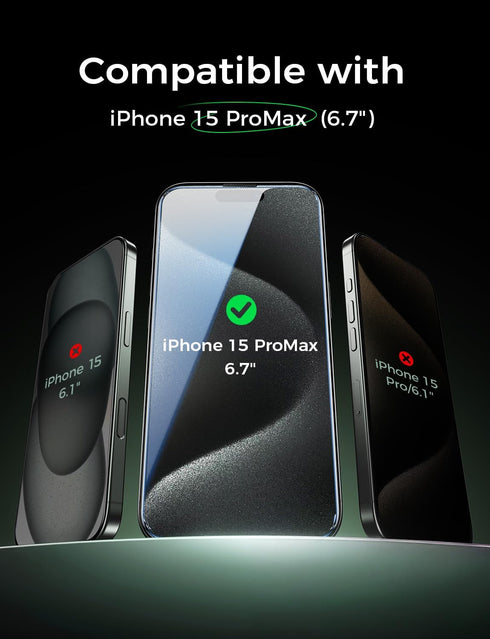 2PACK 15 (6.7") 9H MAGIC JOHN for iPhone Pro Max Eye Protection Screen Protector, HD Clear, Auto Dust-Elimination