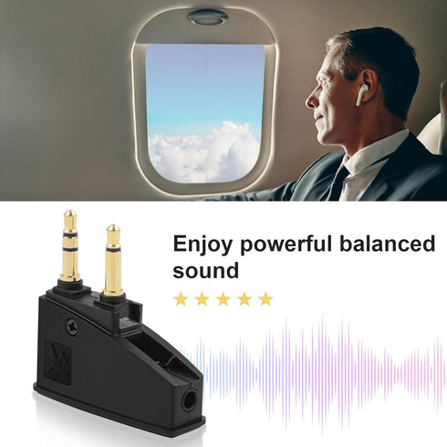 Dual 3.5mm Male to 3.5mm Female Airplane Headphone Adapter, Gold-Plated Tip for Bose Headphones