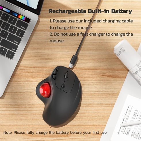Nulea M501 Wireless Trackball Mouse, Rechargeable Ergonomic Mouse with Easy Thumb Control, 3 Device Connection