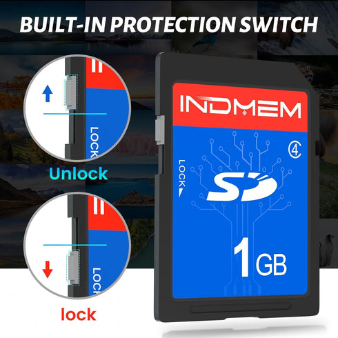 INDMEM SD Card 1GB, 10 Packs Class 4 Flash Memory Card, MLC Standard Secure Digital Cards for Camera