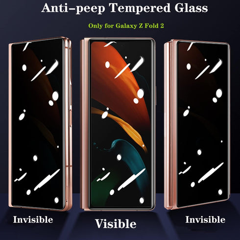 2 Pack Privacy Tempered Glass Designed for Samsung Galaxy Z Fold 2, Anti-peep Scratch Resistant Screen Protector Tempered Glass Suit for Z Fold 2 Black