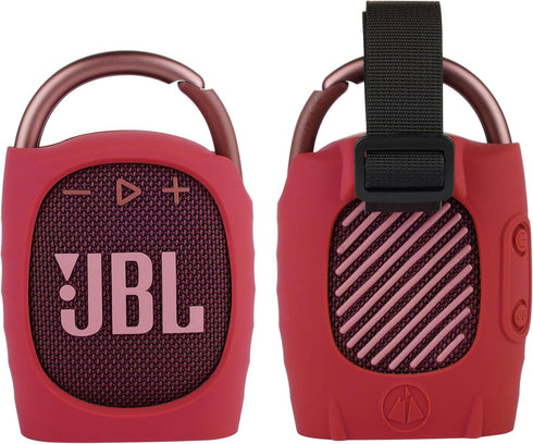 TXEsign Silicone Protective Carrying Case for JBL Clip 4, Portable Mini Bluetooth Speaker Cover Pouch (Red)