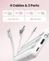 Coowisty 10000mAh Pack 5 2 Portable Power Bank, Slim Portable Charger with Built-in Cables, External Battery Outputs