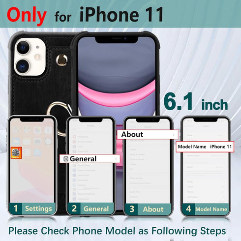 iPhone 11 Wallet Case with Credit Card Holder,Leather Shockproof Protective Phone Cover Supports 360°Rotation Ring Stand and RFID Blocking for Apple iPhone 11 6.1 inch,Burgundy