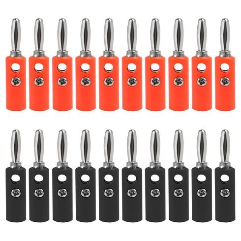 20pcs 4mm Banana Plug Audio Speaker Cable Connectors, Male Connectors for 12 AWG to 20 AWG Wires, 10pcs Red + 10pcs