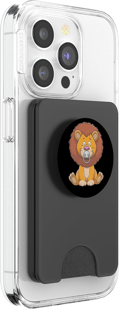 Pacifier Lion Outfit Cartoon Safari Lion Costume for Animal and Pacifier Lovers PopSockets PopWallet for MagSafe