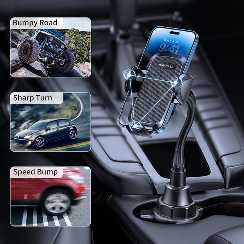 Miracase Cup Holder Phone Mount for Car, Universal Phone Holders, Gooseneck Adjustable Car Cup Cell Phone Mount for All