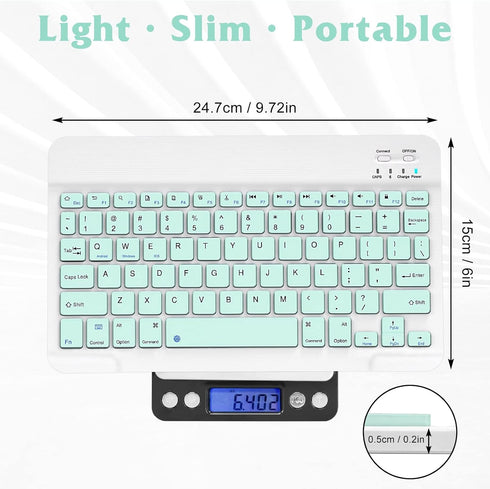 Ultra-Slim Bluetooth Rechargeable Keyboard for Amazon Fire HD 8 (2020/2022) and All Bluetooth Enabled Devices - Blue