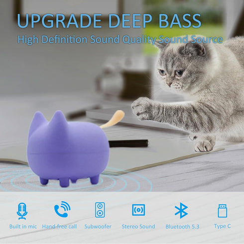 Portable Bluetooth Speakers, Mini Wireless Speakers with Clarity Stereo, Super Bass,TWS Pairing,Built-in Mic,40H Playtime,BT5.3,Powerful Room-Filling Sound, Cute Pet Speaker (Purple)
