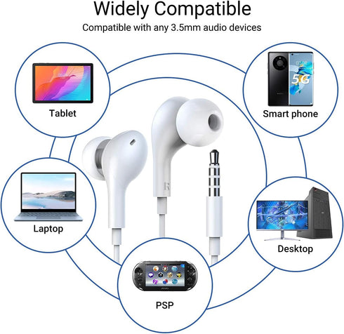 Wired Earbuds in-Ear Headphones with Microphone for Samsung Galaxy A03s A12 A13 A52 A22 A32 A02 A42 5G A11 A21 A31 A51