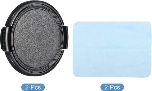 PATIKIL Camera Lens Cap, 2 Pack Sides Pinch Front Lens Cover with Microfiber Cleaning Cloth for 52mm Thread Universal