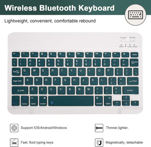 SOPPY Keyboard Case with Mouse for iPad, Bluetooth Keyboard for iPad 9th/8th/7th Gen, Detachable Keyboard, Dark Green