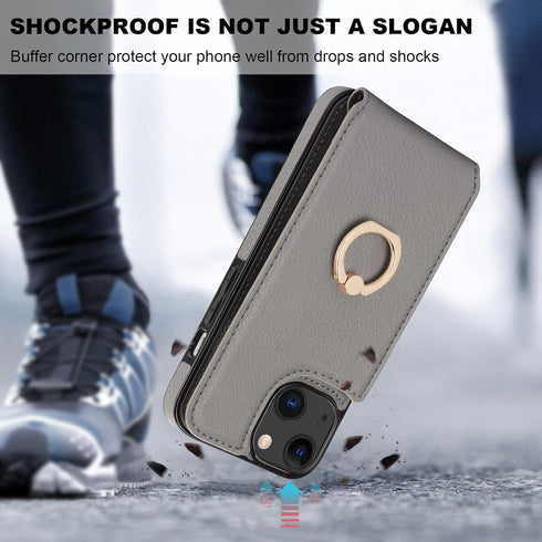 Folosu 13 360Rotation 6.1 Inch Compatible with iPhone Case Wallet with Card Holder, Finger Ring Holder Kickstand