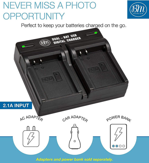 BM Premium Dual Battery Charger for Olympus OM-D E-M1 Mark II Camera