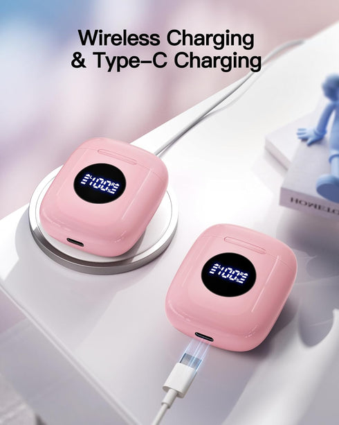 Wireless Earbuds Bluetooth 5.3 with 78Hrs Battery Life, Charging Case, LED Display, Waterproof, Microphone, Stereo