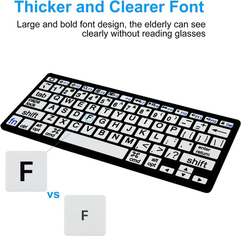 HXMJ-Large Print Mini Bluetooth Keyboard Compatible with iPad, iPhone, MacBook for Seniors and Visually Impaired, White