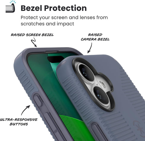 Speck 17 CANDYSHELL Grip +MS Case for iPhone - Mystery Blue/Faded Denim | Slim Protective Grip | Drop Protection |