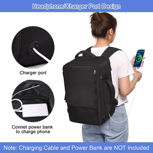 Backpack 40L Backpack, 17 Inch Backpack Sinaliy Large Travel for Women Men, Expandable Carry On Laptop College Bookbag
