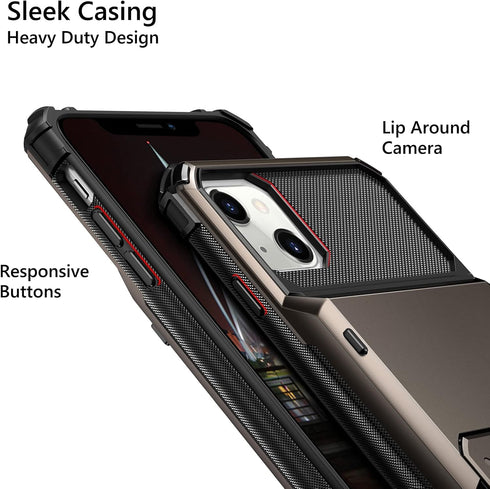 Vofolen 13 4-Card 13 6.1 Case for iPhone Case Wallet Holder ID Slot Flip Door Hidden Pocket Anti-Scratch Dual Layer