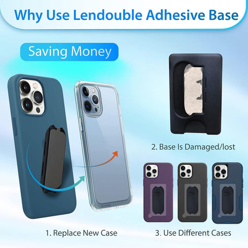 Adhesive Base for Pops Wallet, 2pcs Detachable Sticky Back Replacement Compatible with Socket Wallet Plus, Black