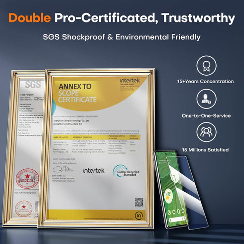 TOCOL 3+3 Pack for Google Pixel 7 Screen Protector, Tempered Glass & Camera Lens Protector, 10X Military Shatterproof