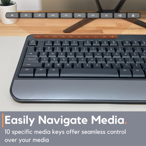 X9 Performance Multimedia USB Wired Keyboard, Ergonomic Full Size Keyboard with Wrist Rest and 114 Keys for Office PC