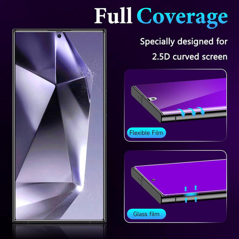 LYWHL 2 Pack Privacy Screen Protector for Samsung Galaxy S24 Ultra, Purple Anti-Blue Light, Anti-Spy Full Adhesive