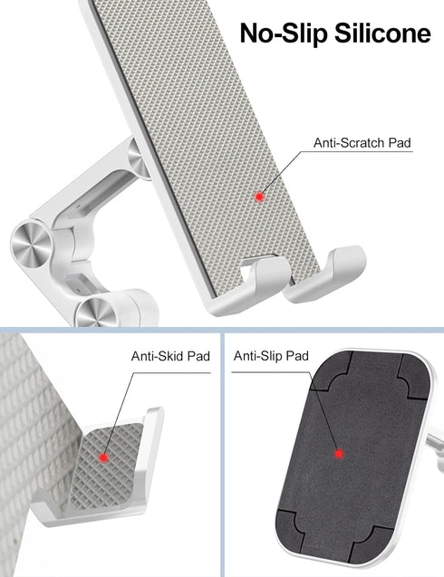 OCYCLONE 4.7"-13" Phone Stand, Adjustable Height and Angle Foldable Cell Phone Stand Holder for Desk, Taller iPhone
