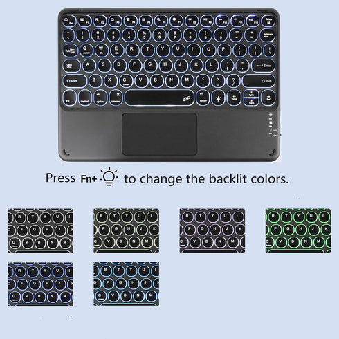 Wireless Bluetooth Keyboard with Touchpad, Portable Ultra Slim 7-Colors RGB Backlit Rechargeable Keyboard for iPad