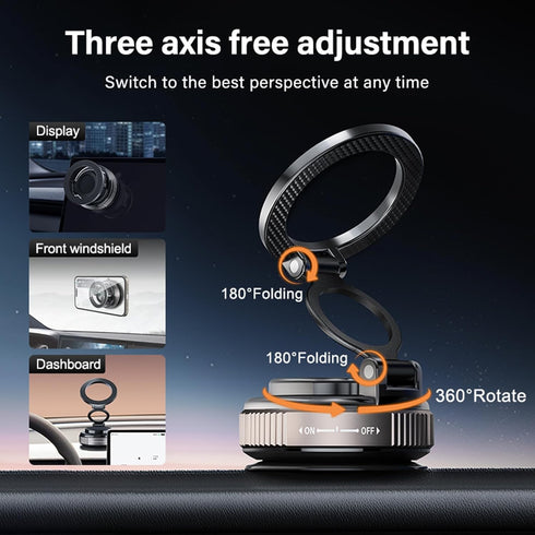 Frvxil 28+LBS 360 12-16 Magnetic Car Phone Holder for MagSafe: Strong Suction Vacuum Phone Mount - Rotatable Adjustable