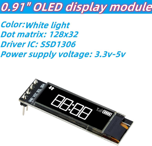 MTDELE 3Pcs 0.91 Inch 3.3V-5V 4Pin OLED Display IIC DC White OLED Screen Module Compatible with for Arduino Raspberry