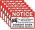 6-Pack Double Sided 3.5"x2.5" Notice Vehicle is Equipped With Audio And Video Recording Devices Consent Sticker, Vinyl