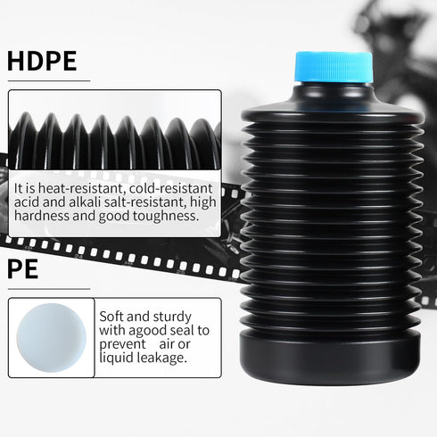 eTone 3X 1000ml Collapsible Darkroom Chemical Storage Bottles, Foldable Liquid Container for Photo Developing