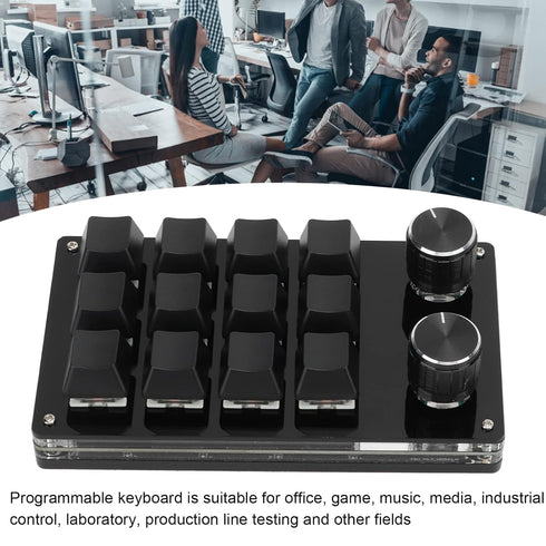 Zerodis Macro Mechanical Keyboard, One Handed 12 Key Multifunction DIY Programmable Keypad for Office Gaming