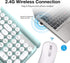 Rechargeable Keyboard and Mouse Combo, 2.4Ghz Wireless Retro Mute Set for Laptop Desktop PC, Light Green