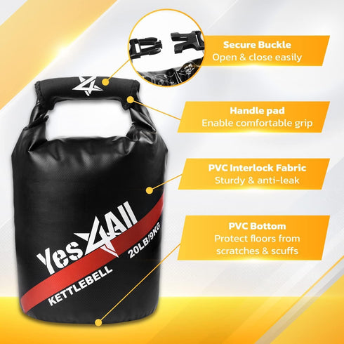 Yes4All Sand Kettlebell, Adjustable Kettlebell Sandbag for Fitness, Heavy Duty Soft Sandbag Weights
