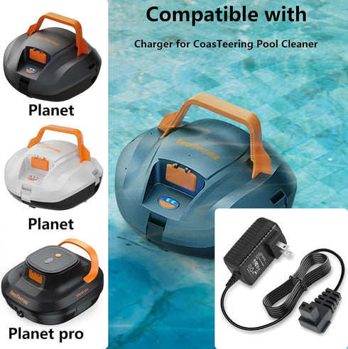 12.6V Charger for Coasteering Robotic Pool Cleaner Compatible with Planet Pro, SP2, Automatic Vacuum