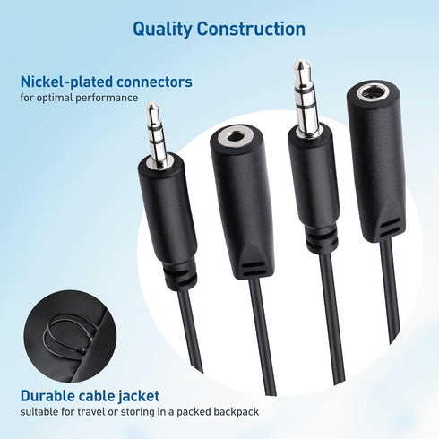 Cable Matters Combo-Pack 2.5mm and 3.5mm Headphone Adapter Kit in Black - 4 Inches, 2.5mm to 3.5mm Adapter