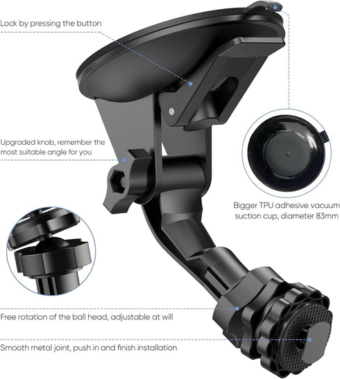 Large Dual Suction Cup Backup Camera Monitor Mount (7/9 inch) for Car Display, RVs, Trucks, and Vans