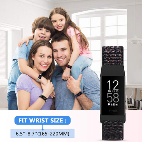 Nylon Watch Bands Compatible with Fitbit Charge 4/3/SE - Soft Replacement Wristband Sport Strap for Women Men