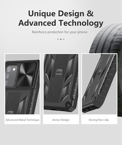 for Samsung Galaxy A03s Protective Case, Military Grade Drop Proof Full Protection Mobile Phone Cover with Kickstand